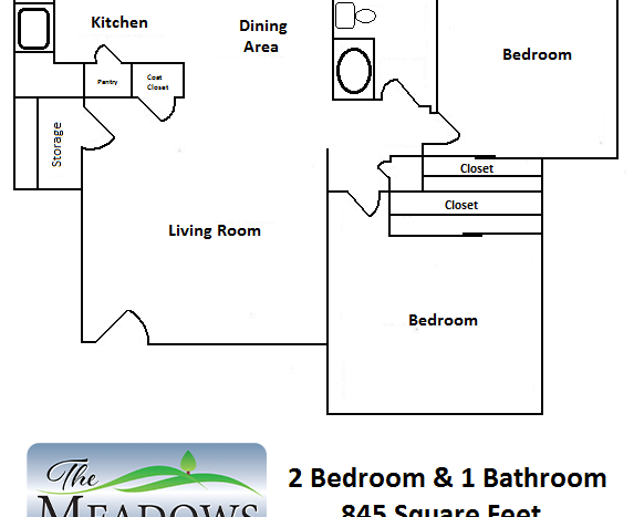 The Meadows Apartments - Sparks, Nevada - Two Bedroom / One Bath - Floor Plan